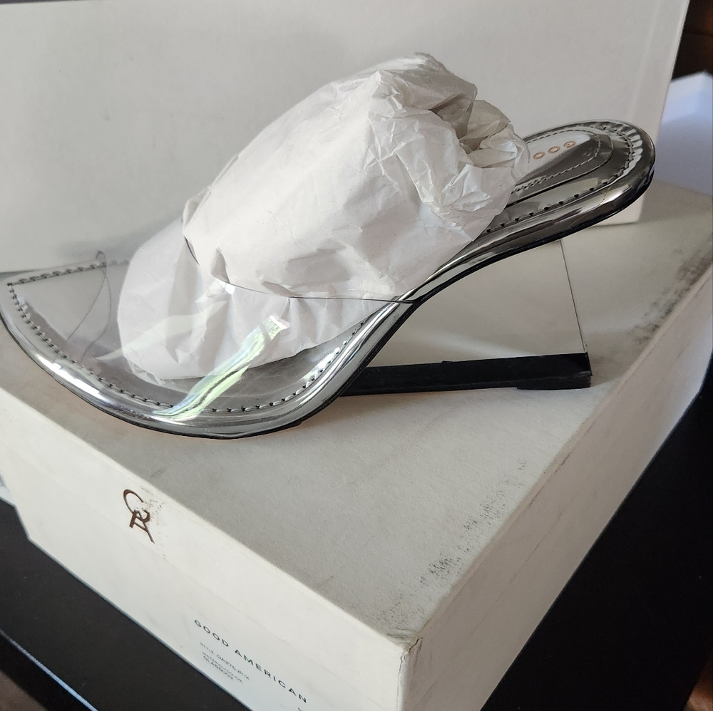Good American - Cinder-F*cking-Rella Wedge - Clear Silver - Size 9.5 - Picture 2 of 2